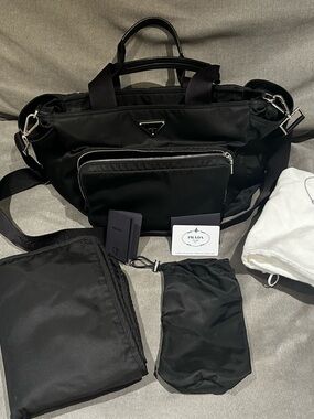 Authentic Prada 1BG102 Vela Nero luxury baby diaper bag or large tote bag